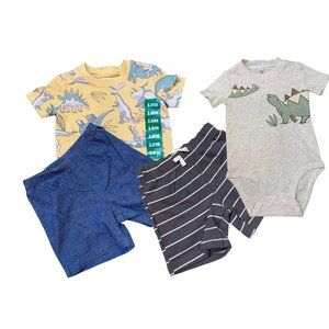 Carter’s Baby 4-Piece Outfit Set | Dinosaur Overall Bodysuits, Shorts & T-Shirt